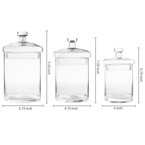 MyGift Glass 3 Piece Bathroom Storage Container Wayfair